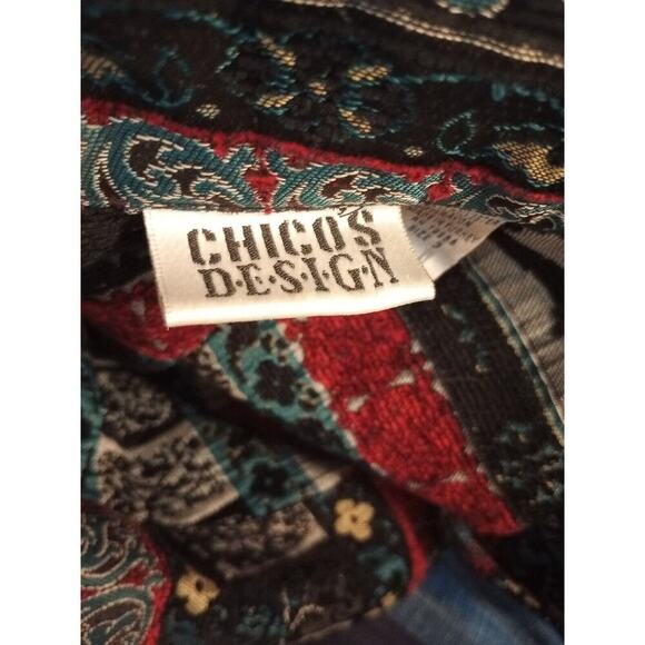 Chico's Design Jacket Black w/Multicolor Floral Tapestry Shacket Blazer Size XL - Picture 5 of 5